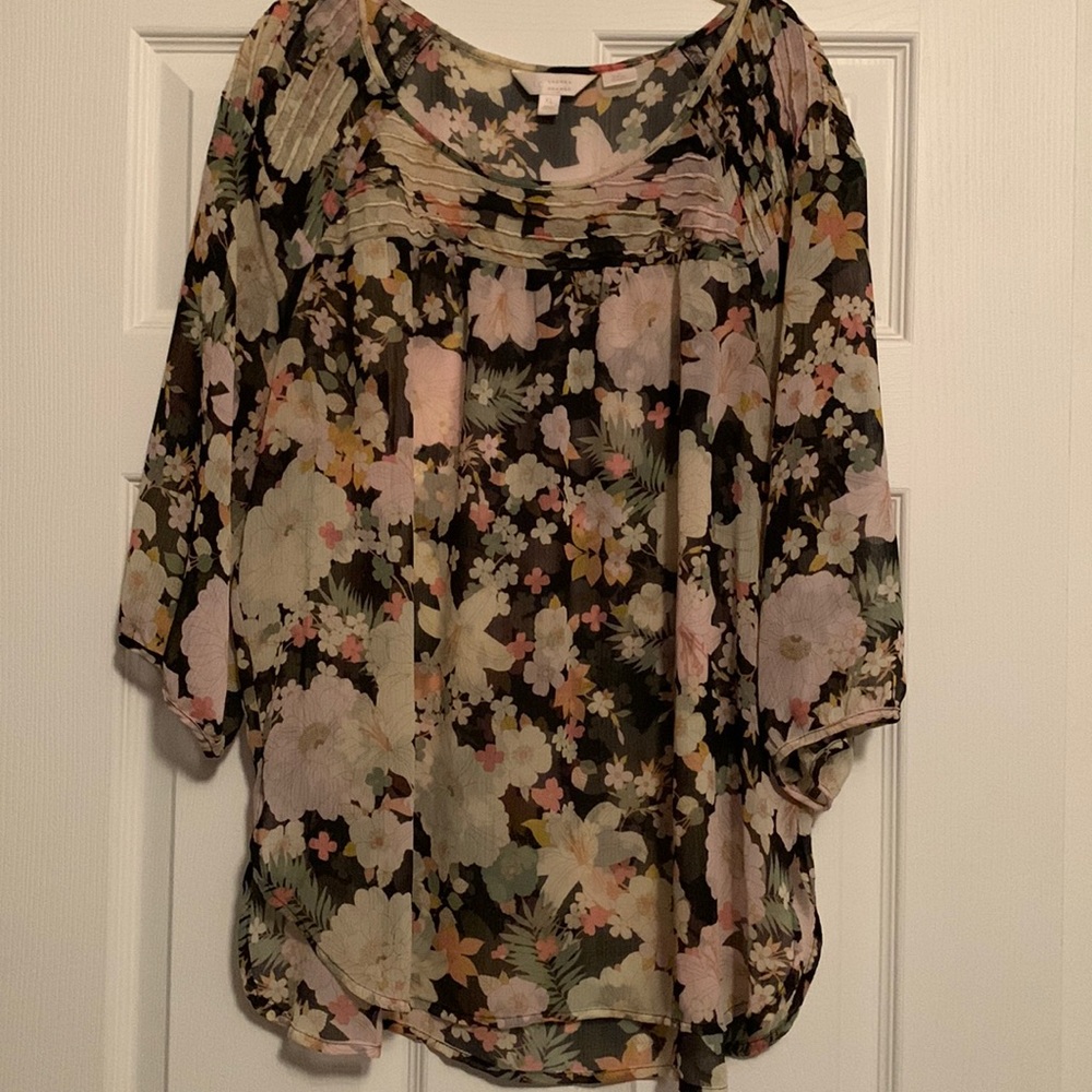 Lauren Conrad 3/4 Sleeve Floral Blouse